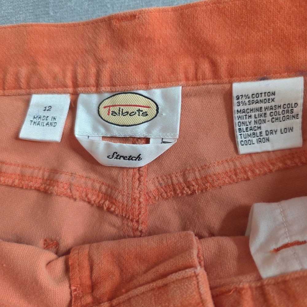 Talbots Corduroy Straight Leg Pants Womens 12 Orange Excellent Stretch Casual - Picture 6 of 7